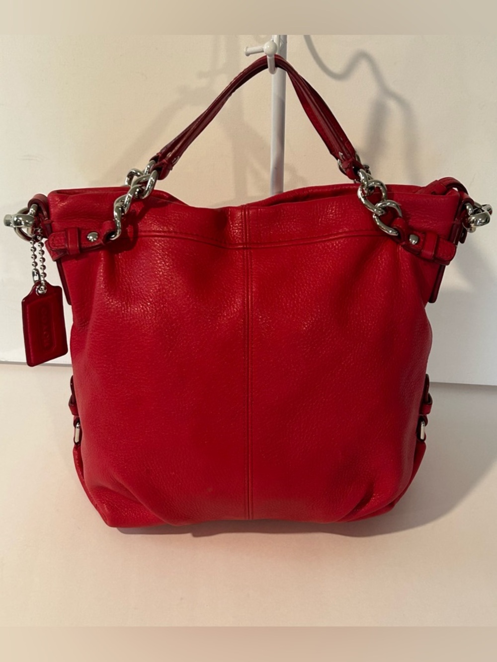 Coach Red Leather Shoulder Bag Silver Hardware Classic tote - Picture 4 of 15